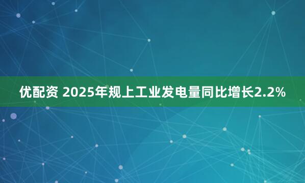 优配资 2025年规上工业发电量同比增长2.2%
